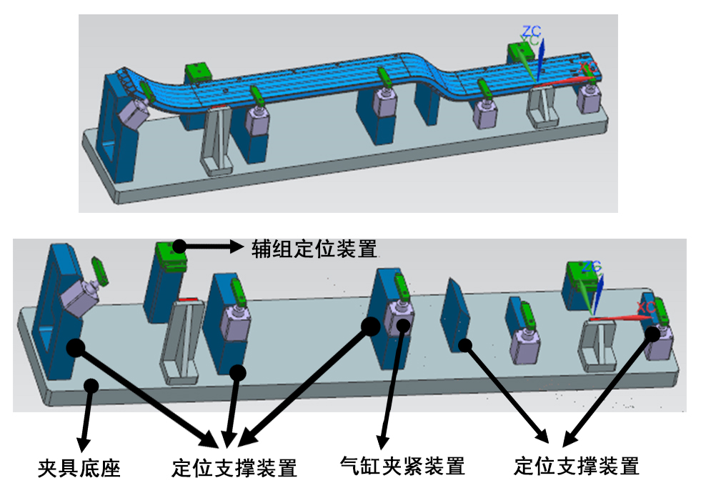 电池托盘侧板加工夹具示意图